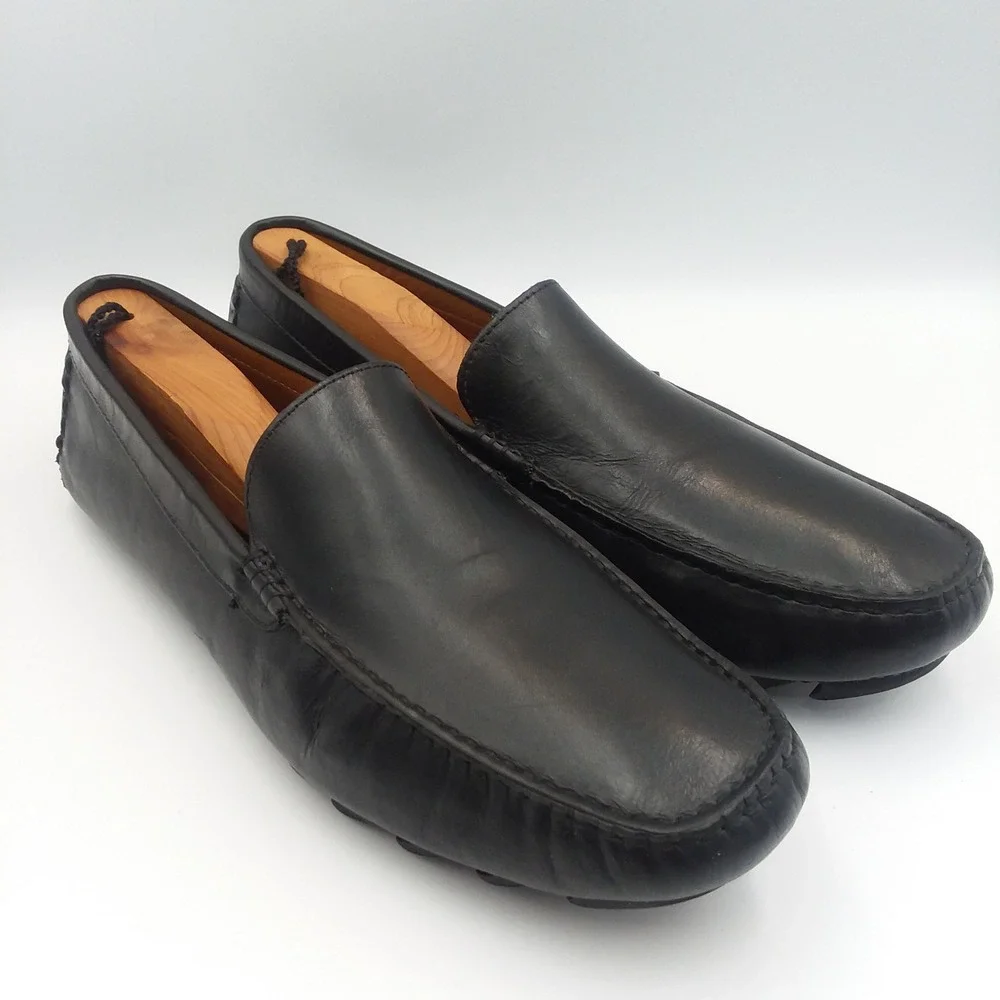 Mercanti Fiorentini Relax Men's‎ Black Leather Moc Toe Driving Loafer Shoes 10M